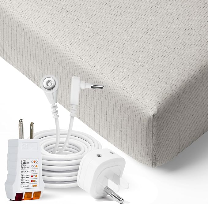 The GroundLuxe Fitted Grounding Sheet in Beige includes an outlet tester, a safety adapter, and a grounding cord so you can immediately start using your new earthing product. Earthing, or grounding, has been shown to have many health benefits.