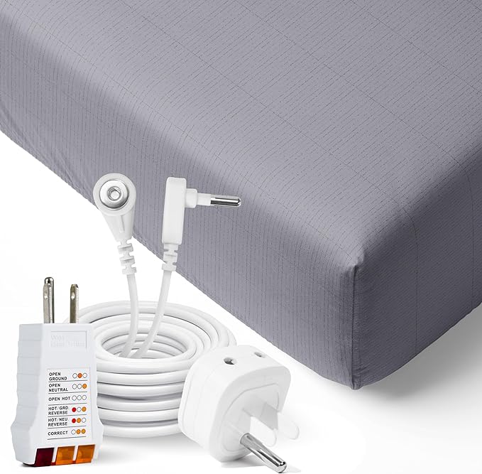 The GroundLuxe Fitted Grounding Sheet in Dark Gray includes an outlet tester, a safety adapter, and a grounding cord so you can immediately start using your new earthing product. Earthing, or grounding, has been shown to have many health benefits.