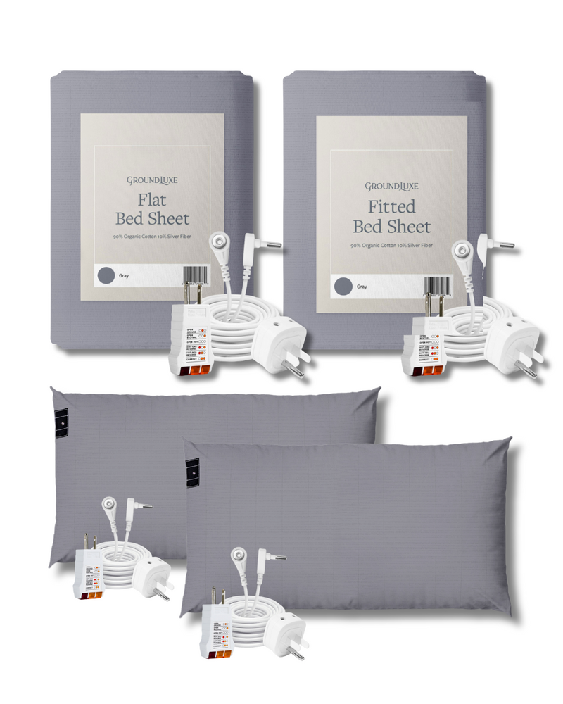 GroundLuxe Grounding Sheet Set in Dark Gray (1 flat, 1 fitted, 2 pillowcase)