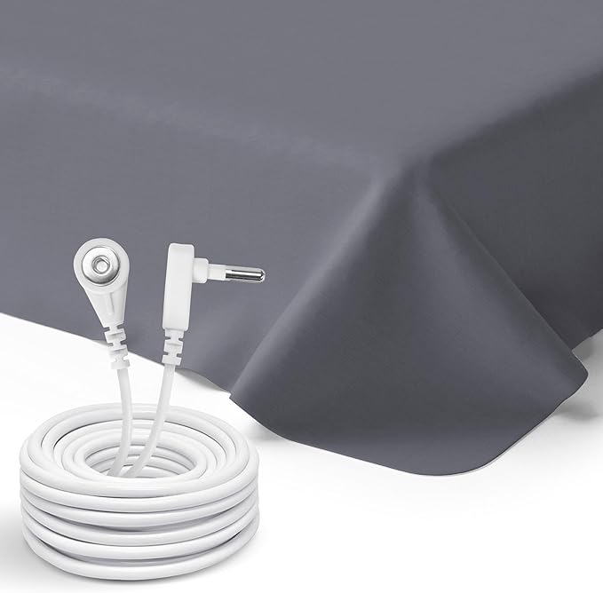 GroundLuxe organic flat grounding sheet kit in dark gray includes a 15-foot universal grounding cord
