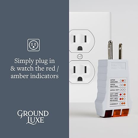 Outlet Tester for Grounding Products by GroundLuxe - Circuit Tester, Grounding Tester, Socket Tester & Receptacle Tester for Home Use