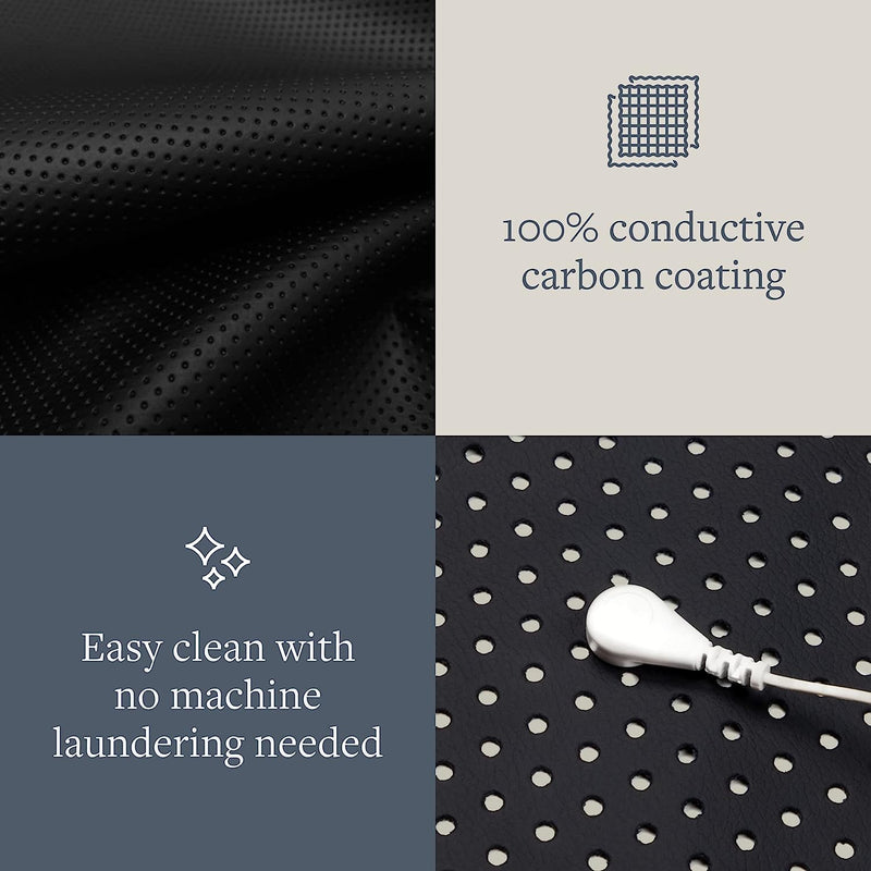 Grounding Mat for Your Bed by GroundLuxe | Grounding pad, Mattress Cover for Grounding While Sleeping | Full Size Conductive Carbon Coated Vegan Leather Grounding Mattress Pad