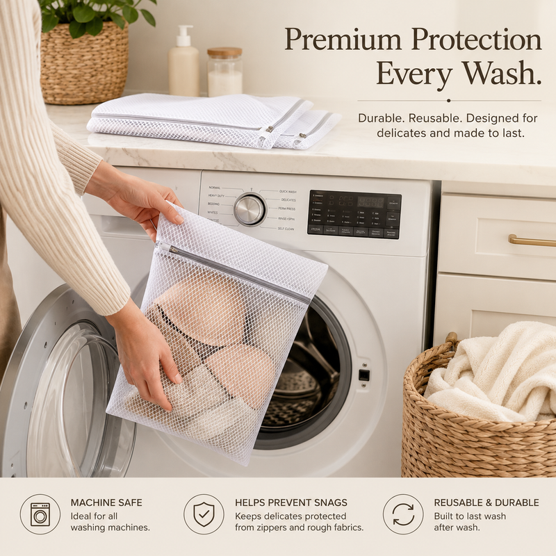 GroundLuxe™ Premium Honeycomb Mesh Laundry Bags | 3-Piece Set (12" x 16")