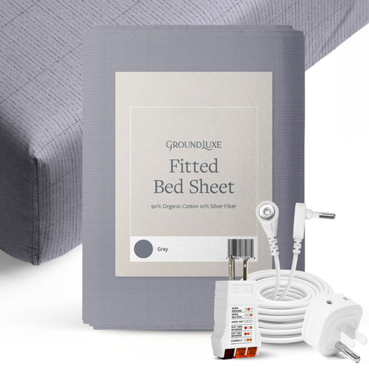 This Dark Gray, 90% organic cotton with 10% silver fiber sheet, grounds you to the Earth's energy while you sleep. GroundLuxe has created the premium earthing sheet for comfort, durability, and conductivity.