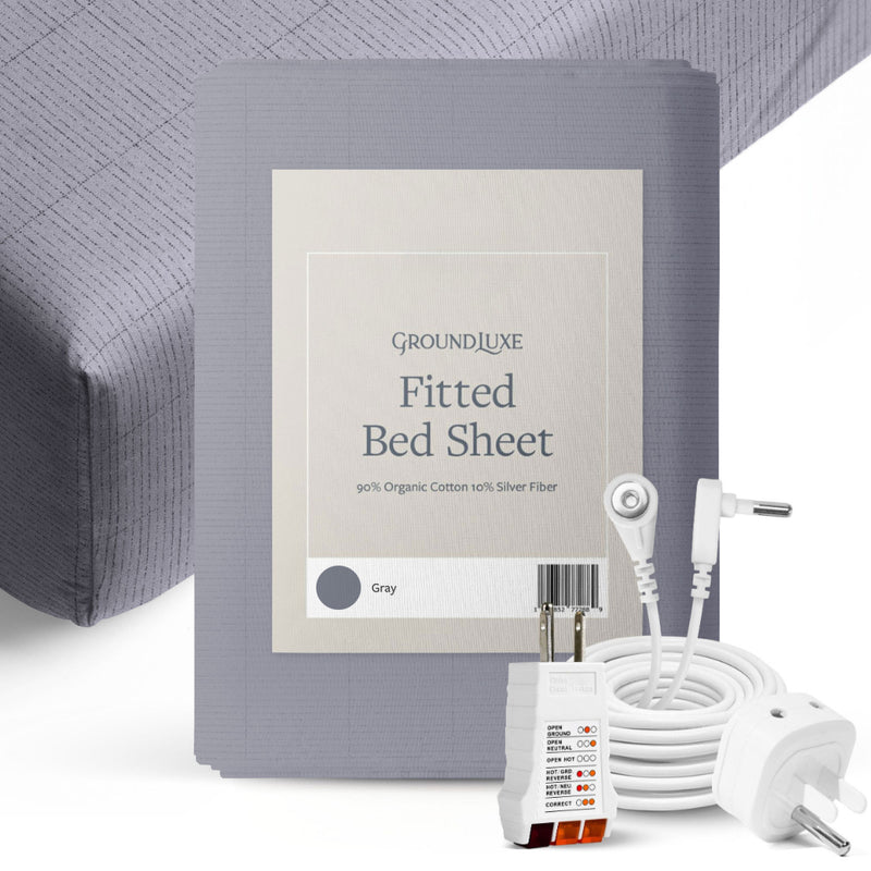 This Dark Gray, 90% organic cotton with 10% silver fiber sheet, grounds you to the Earth's energy while you sleep. GroundLuxe has created the premium earthing sheet for comfort, durability, and conductivity.