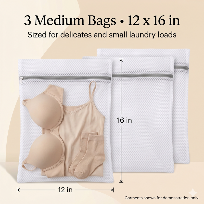 GroundLuxe™ Premium Honeycomb Mesh Laundry Bags | 3-Piece Set (12" x 16")