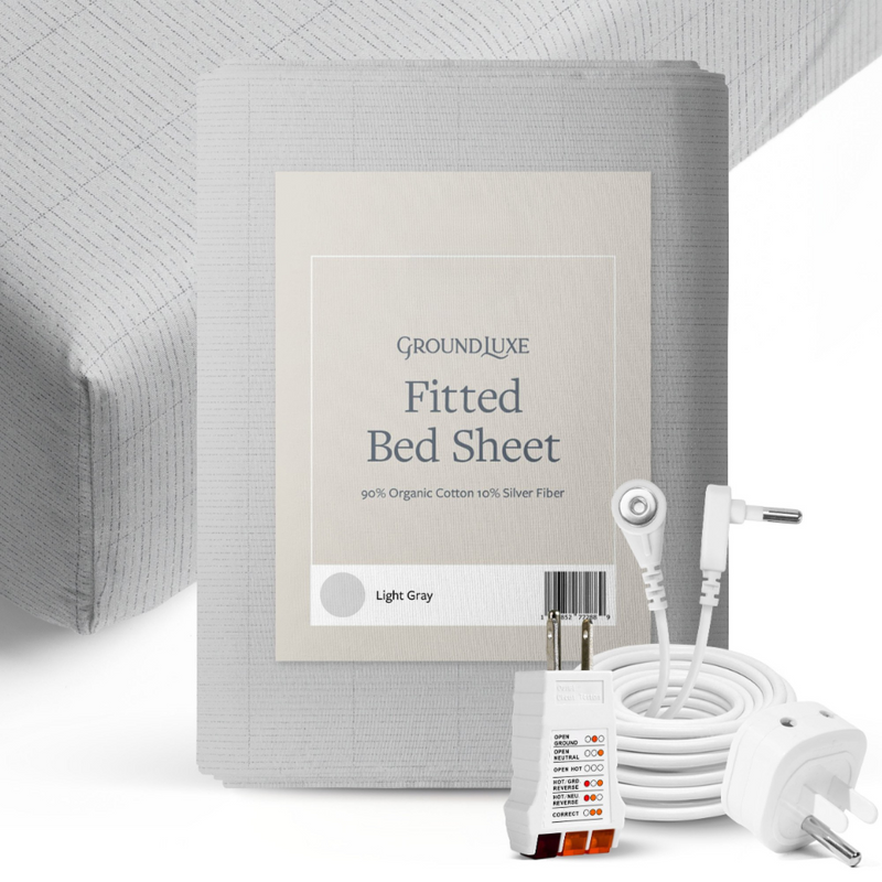 GroundLuxe Fitted Grounding Sheets are the easiest way to be earthing at night. Connect to the Earth's energy while you rest to reduce inflammation, improve energy, and reduce pain.