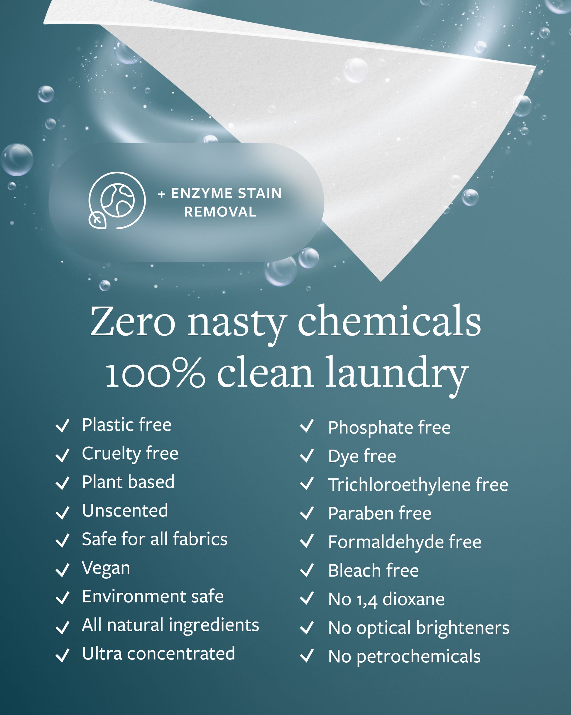 GroundLuxe grounding sheet detergent sheets contain no nasty chemicals to result in clean eco-friendly clothing. Safe for all fabrics and the best detergent for grounding sheets, choose these easy-to-use vegan detergent sheets.