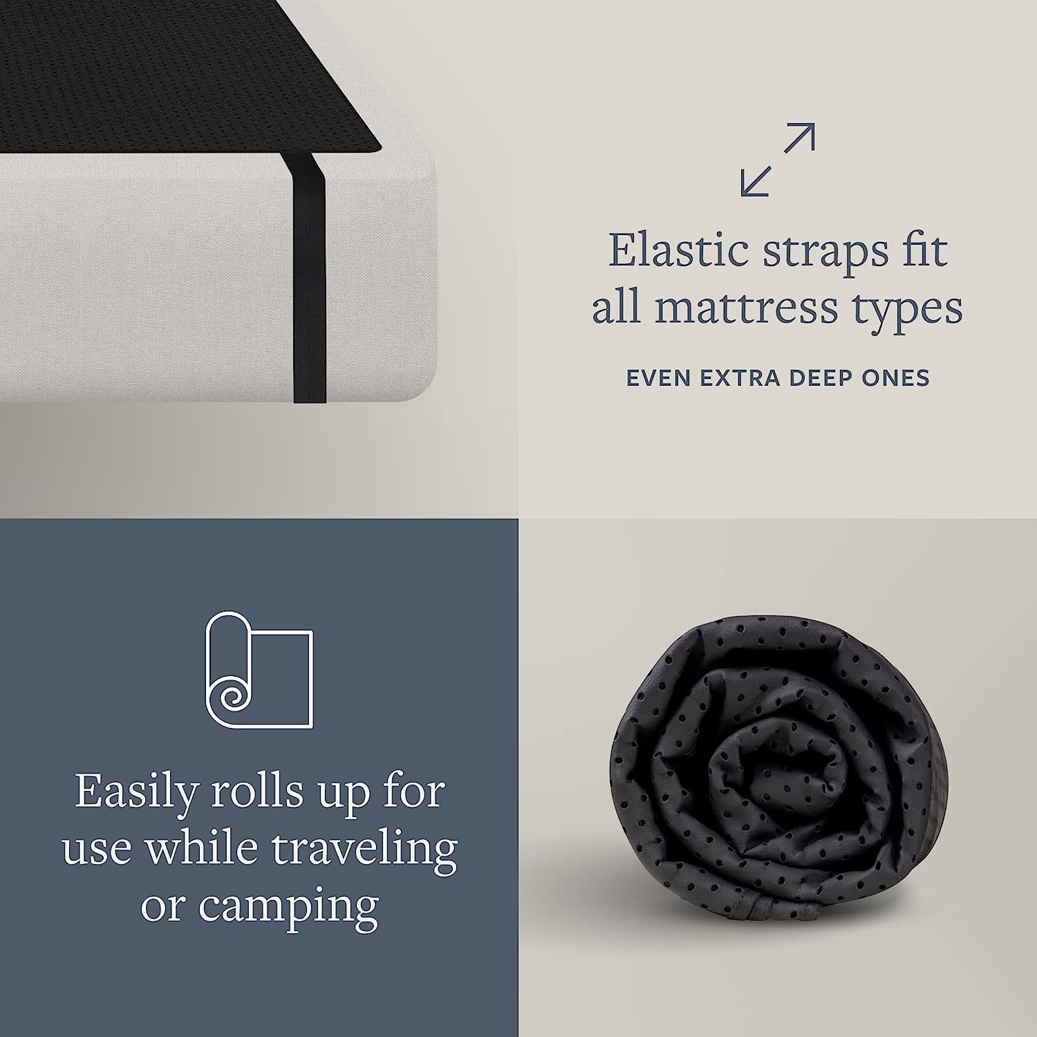 The GroundLuxe Grounding Mat for Bed is great fit for any size mattress. This Earthing mat has elastic straps that slide around the edges of your mattress which makes it great to travel with when you don't know what size mattress you'll be sleeping on.