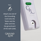 The first step to using the GroundLuxe Continuity Tester is to snap one end of the Grounding Cord onto the Tester and push the other end of the Grounding Cord into the ground port of the wall outlet. Now, get ready to test your earthing product. 