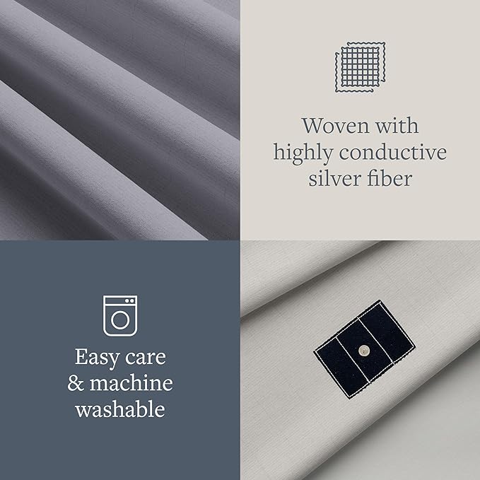 Close-up view of GroundLuxe flat grounding sheet fabric showcasing the 10% silver fiber weave.