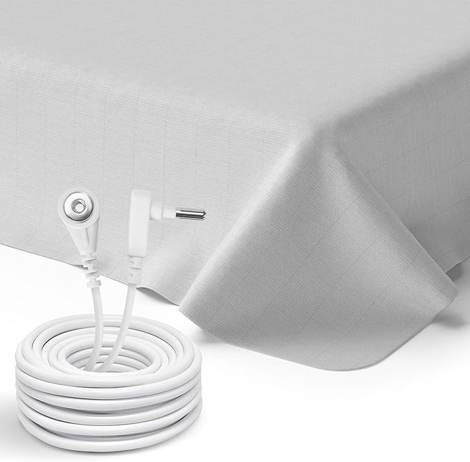 GroundLuxe organic flat grounding sheet kit in light gray includes a 15-foot universal grounding cord