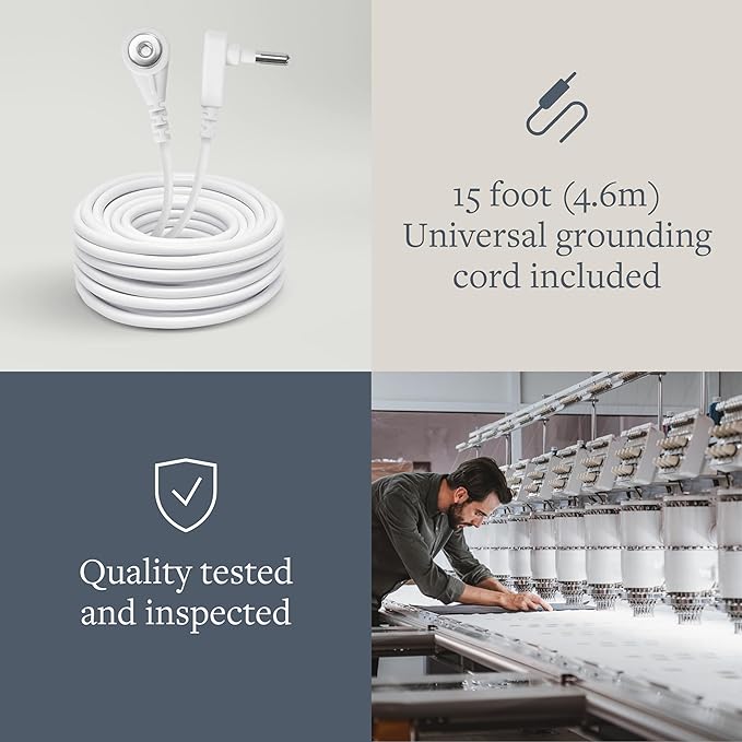 GroundLuxe flat grounding sheet kit includes a 15-foot universal grounding cord